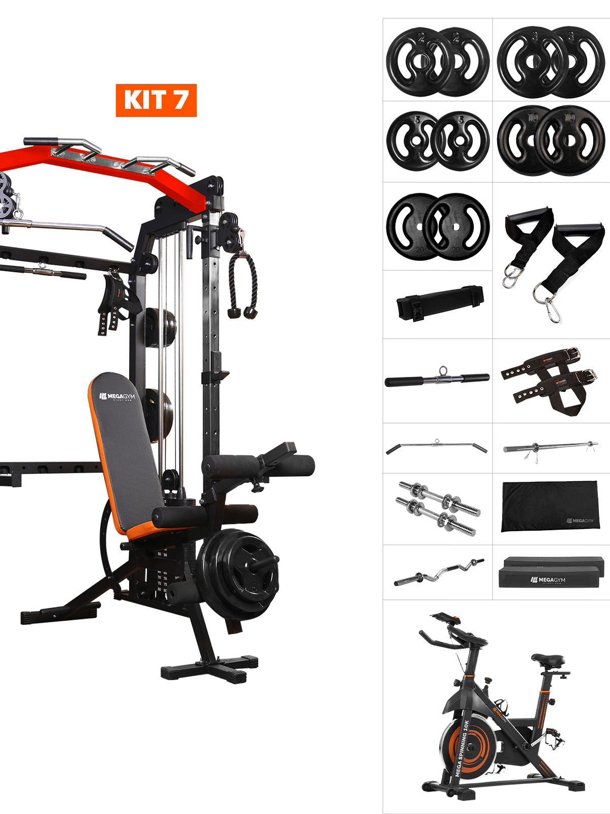 Kit 7 Estação Mega Rack Crossover Com Polia Móvel - MegaGym