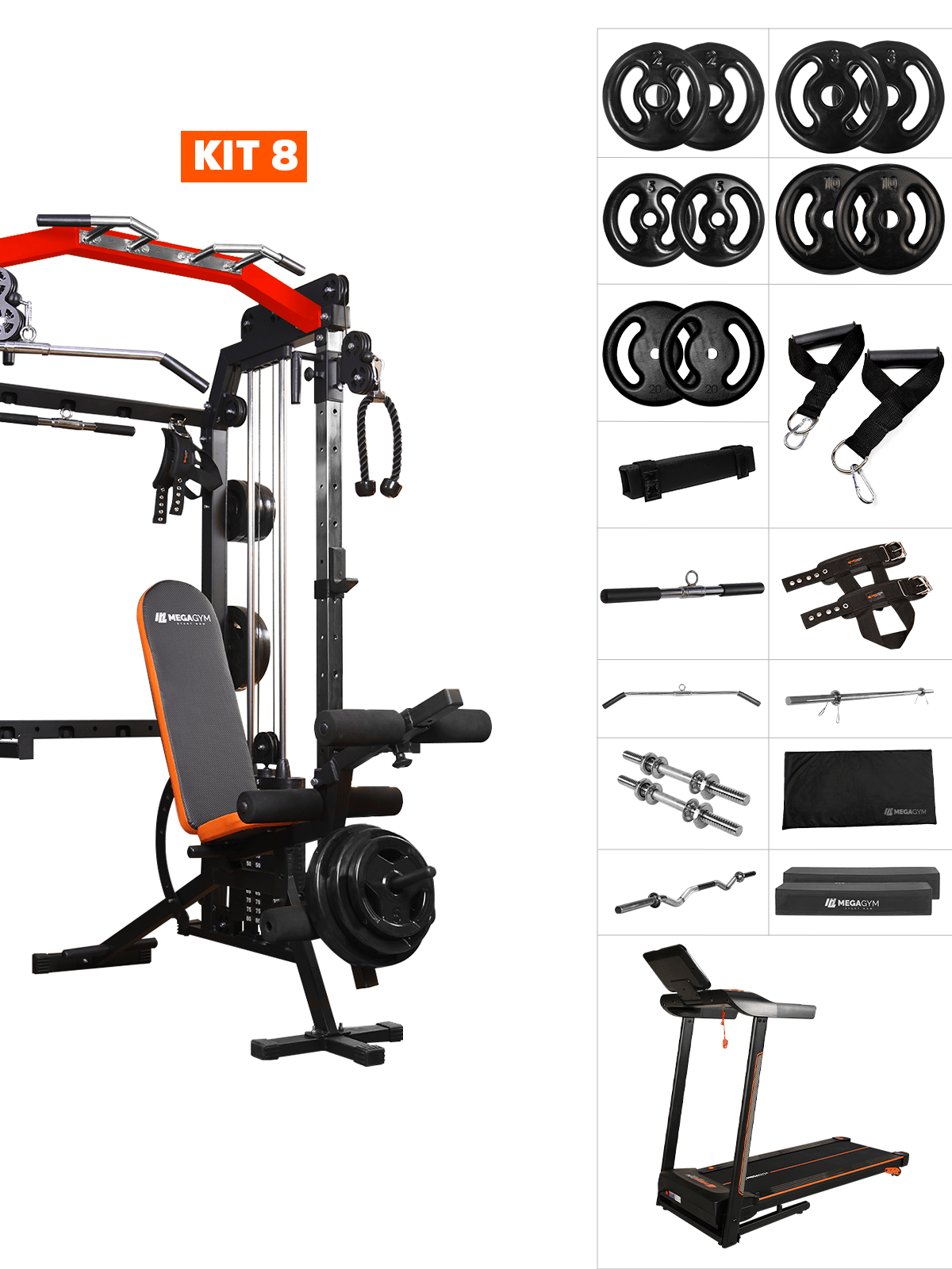 Kit 8 Estação Mega Rack Crossover Com Polia Móvel - MegaGym