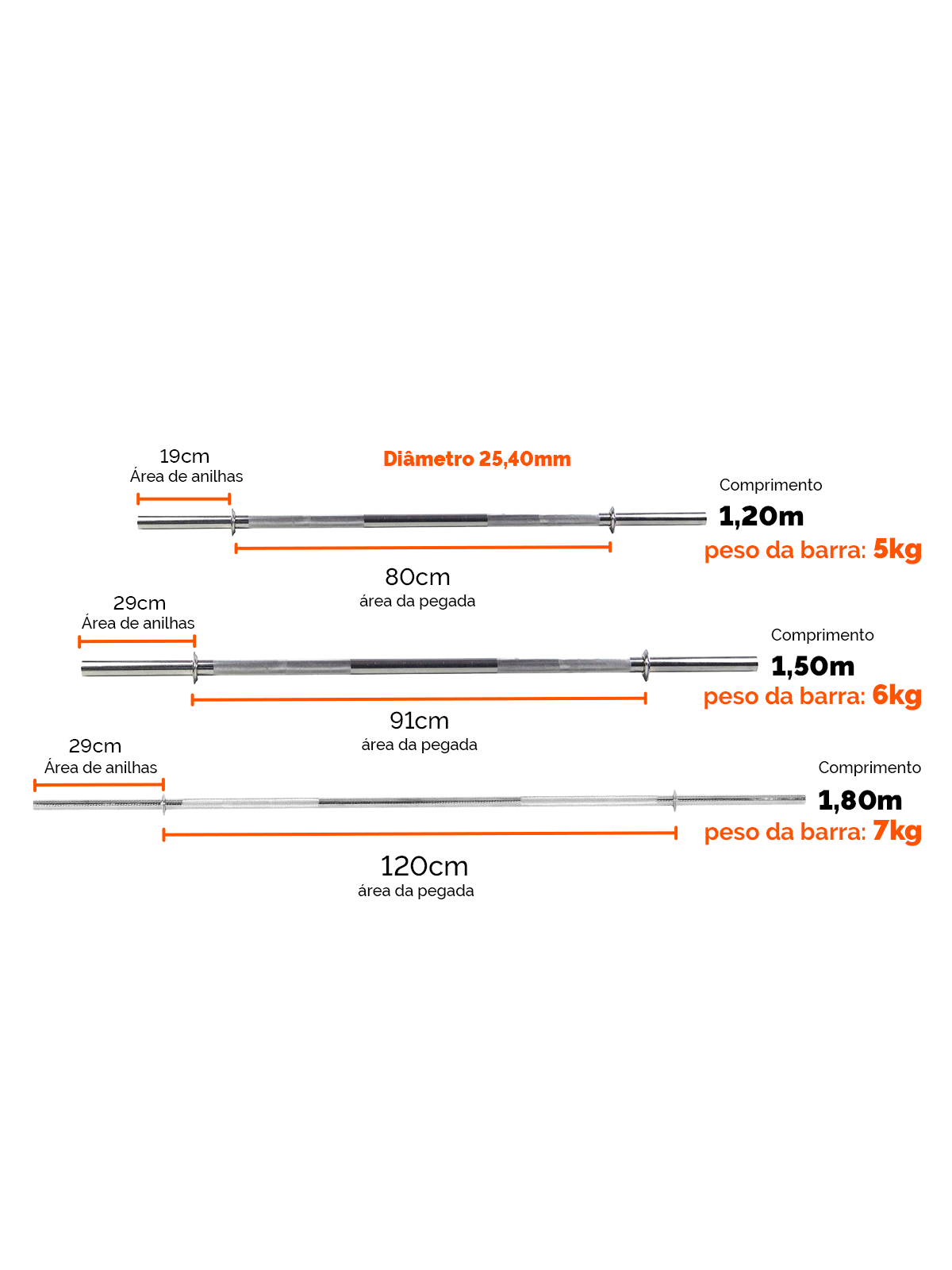 Barra Reta Maciça Cromada 25,40mm