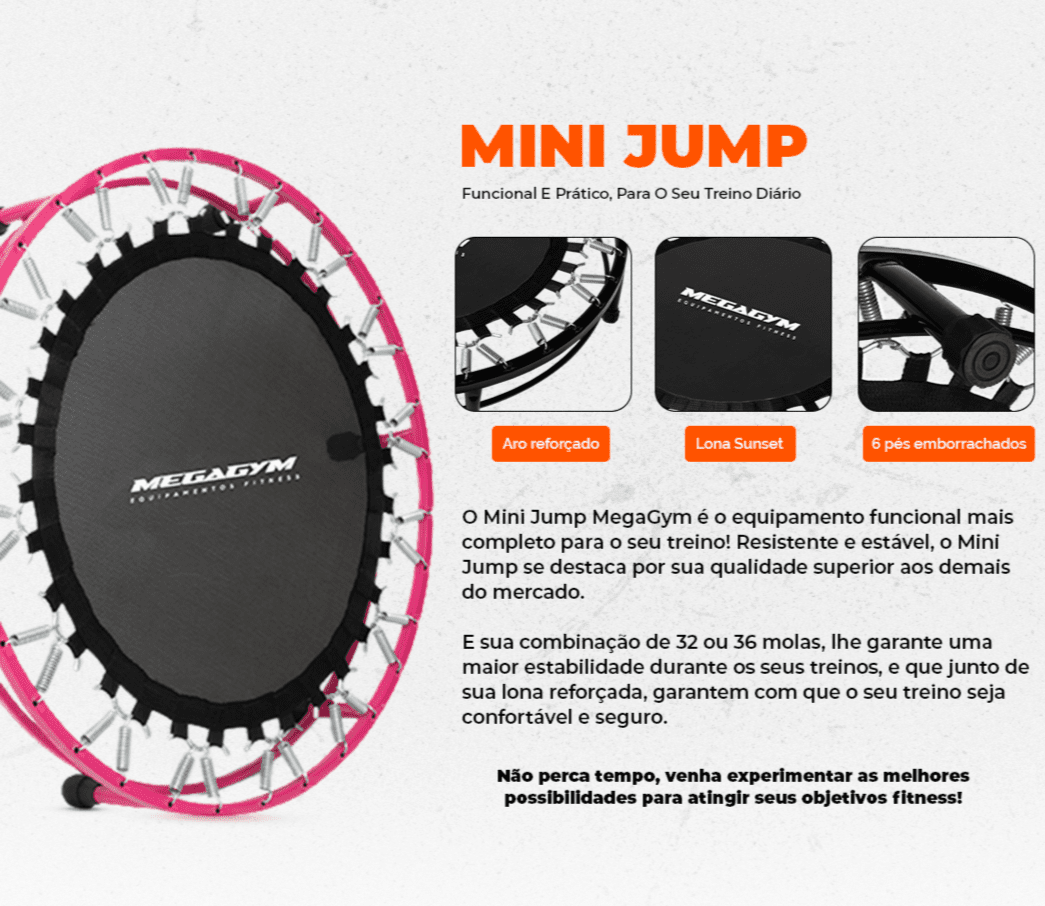 Mini Jump Trampolim 32 Molas Profissional para Treino de Musculação em ...