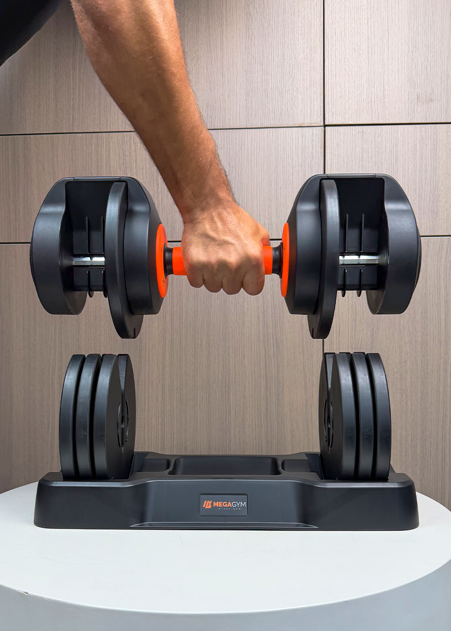 Halter Dumbbell Regulável | 5 Configurações de peso | Base para suporte dos Halteres