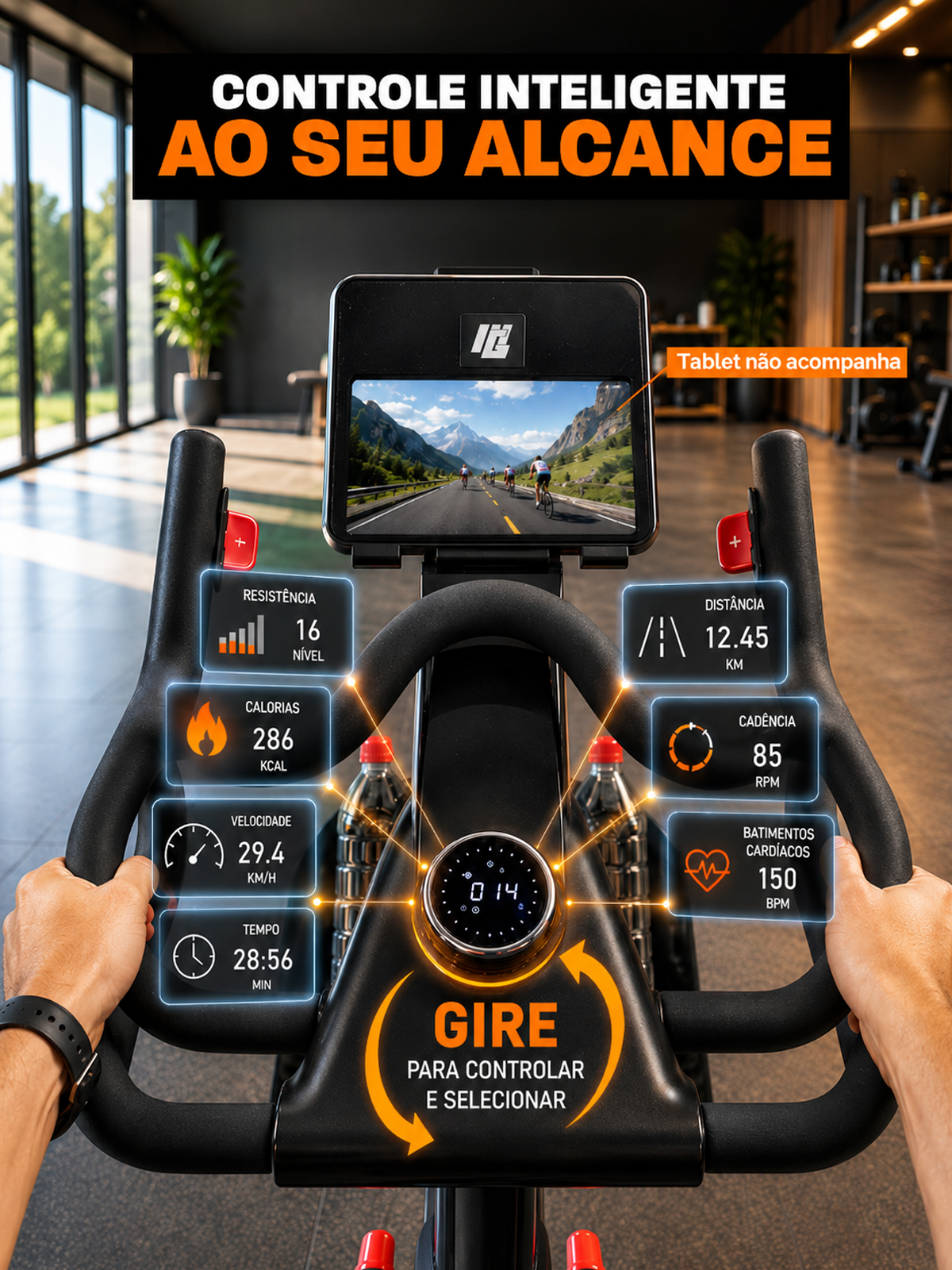 Bike Profissional Smart Advanced Pro 20K | Ajuste Automático De Intensidade | Disco De Inercia 20K | Suporta 150Kg