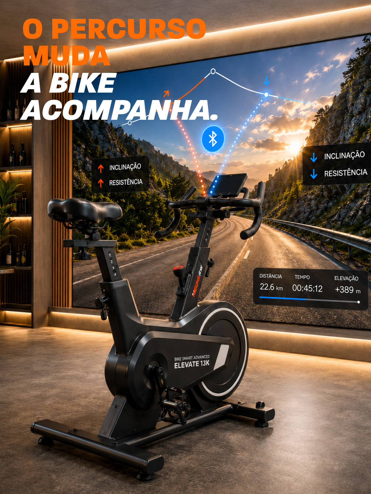 Bike Smart Advanced Elevate 13K | Ajuste Automático de Inclinação e Intensidade | Disco De Inercia 13K | Resistência Magnética| Suporta 150 Kg