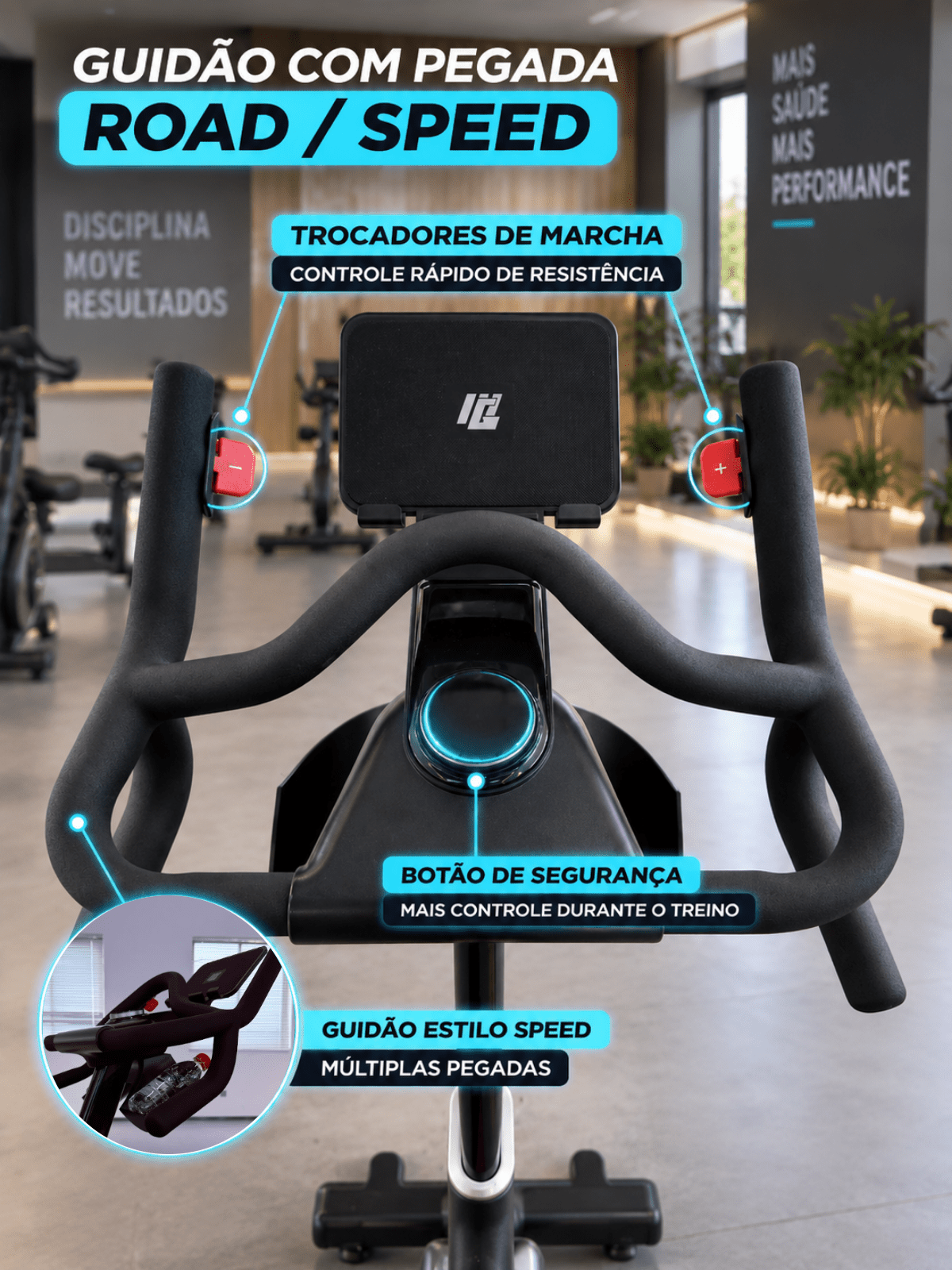 Bike Profissional Smart Advanced Pro 20K | Ajuste Automático De Intensidade | Disco De Inercia 20K | Suporta 150Kg - MegaGym