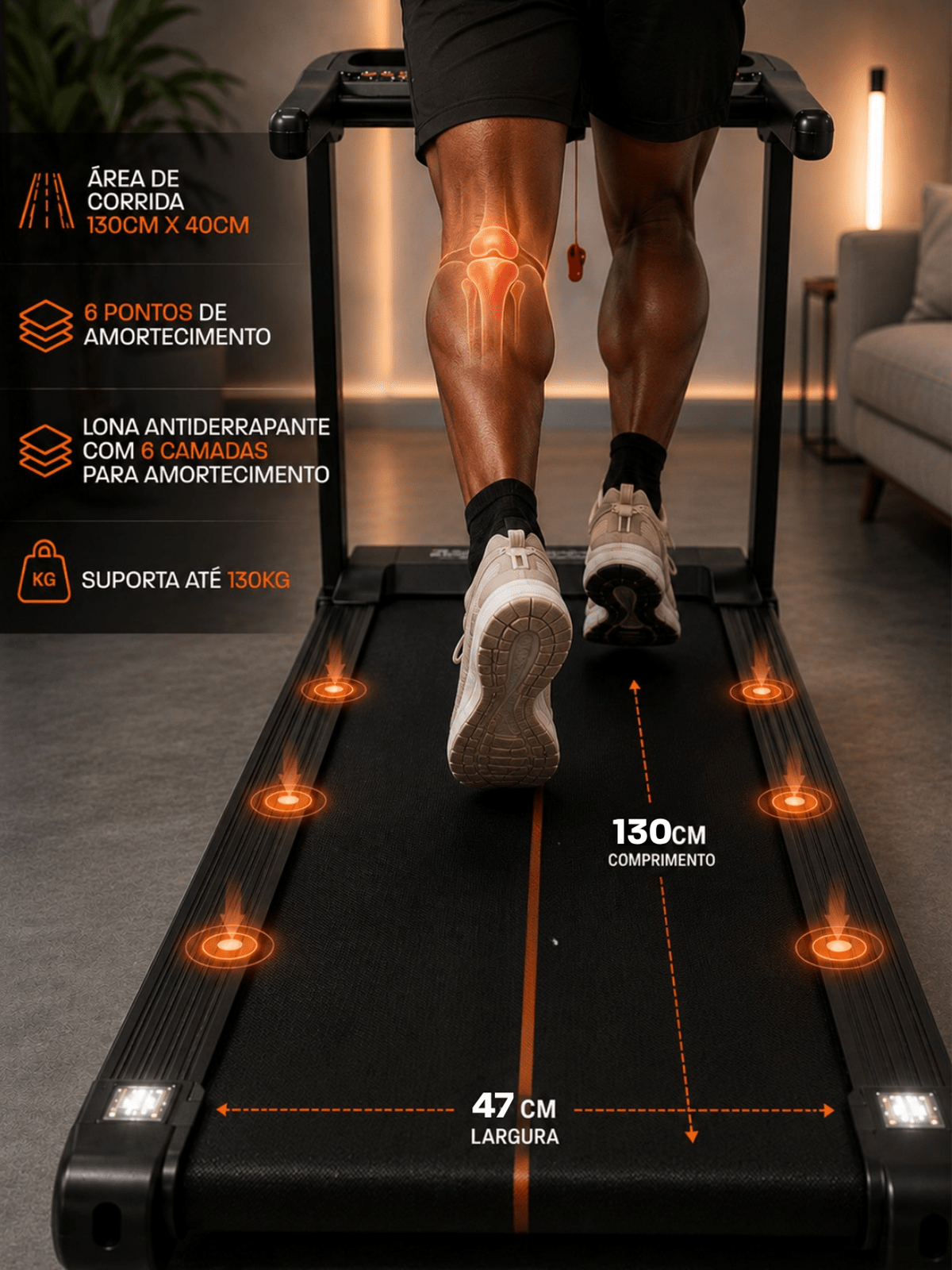 Esteira Ergométrica Elétrica SMART PACE MAX 18Km/h | Motor de 3.0 HPP | Bluetooth | 20 Níveis de Auto inclinação - MegaGym