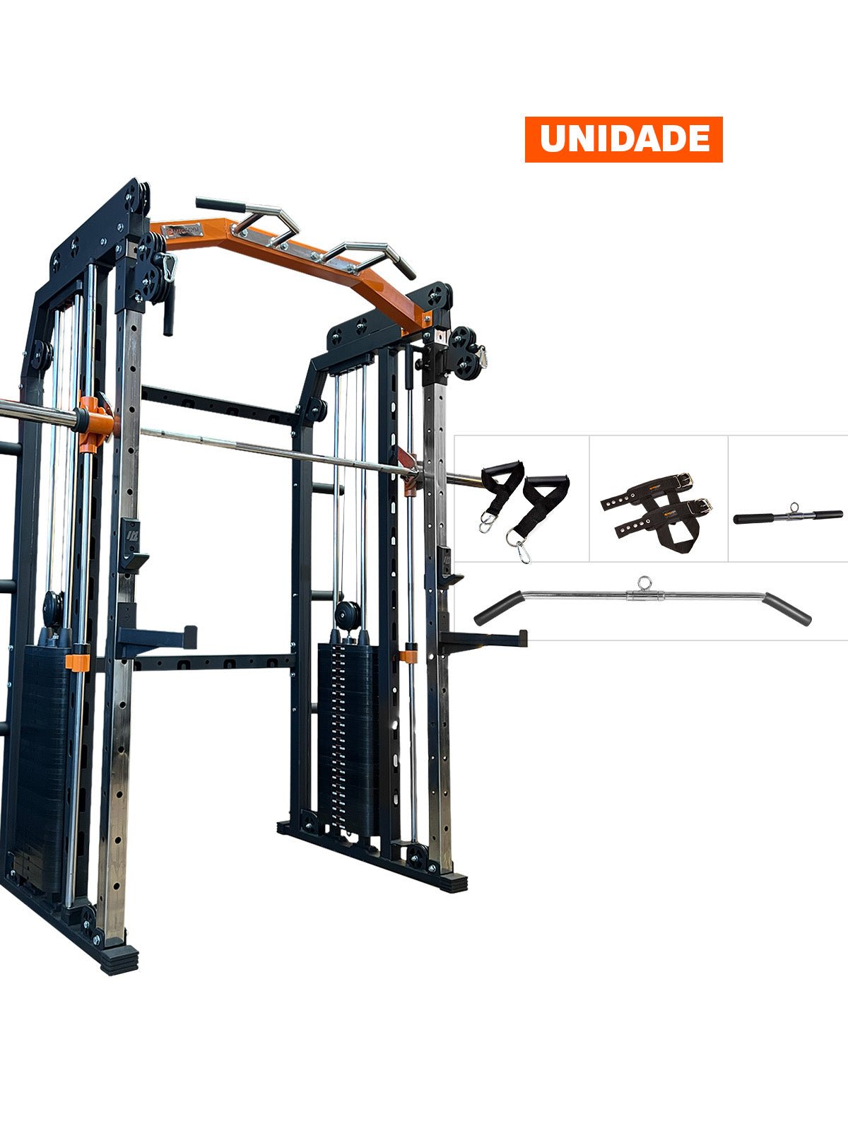 Multi Crossover Smith Com Rack Integrado + Barra Guiada - MegaGym