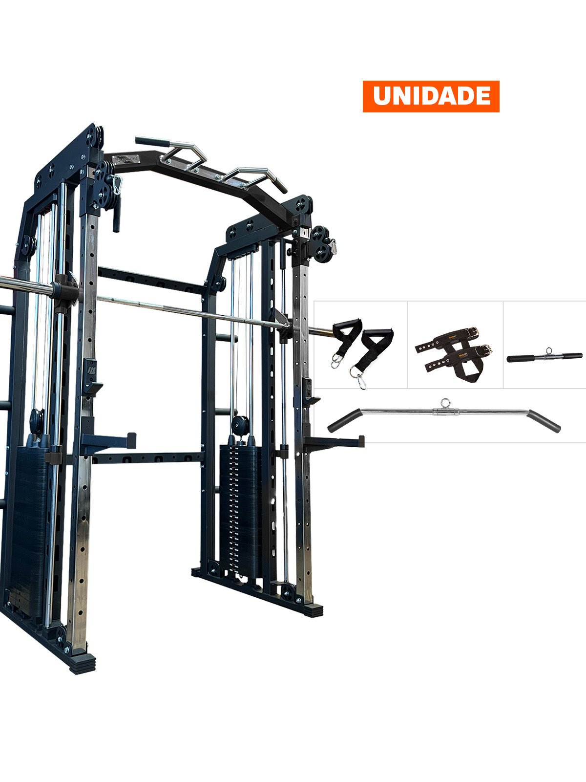 Multi Crossover Smith Com Rack Integrado + Barra Guiada - MegaGym
