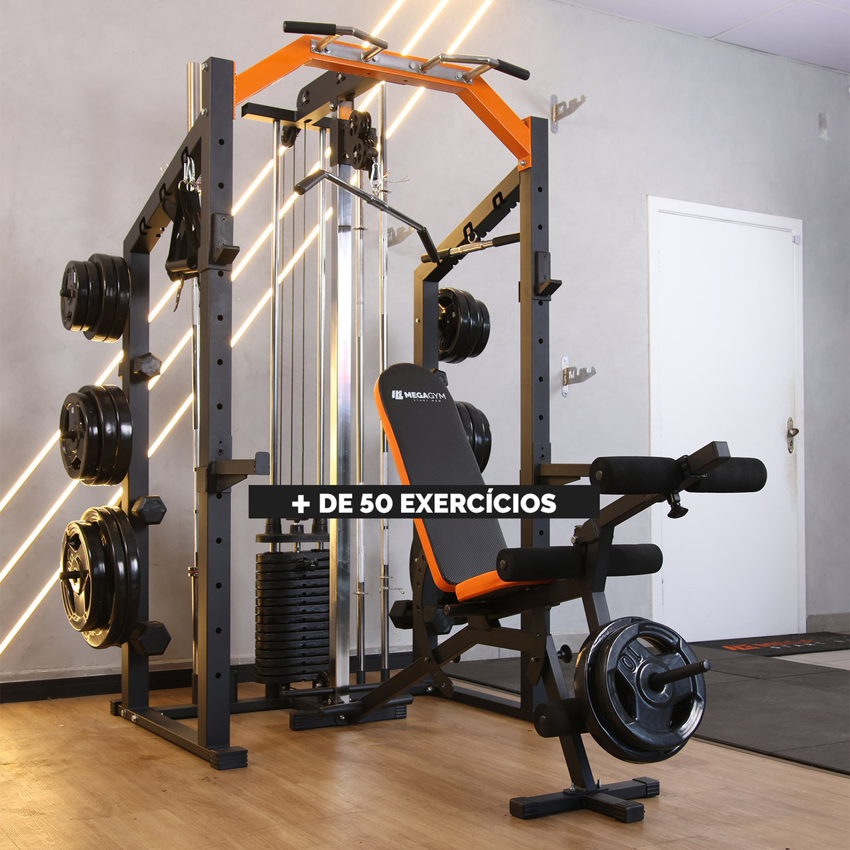 Kit 1 Estação Musculação Mega Rack Full Com Polia Móvel | MEGAGYM
