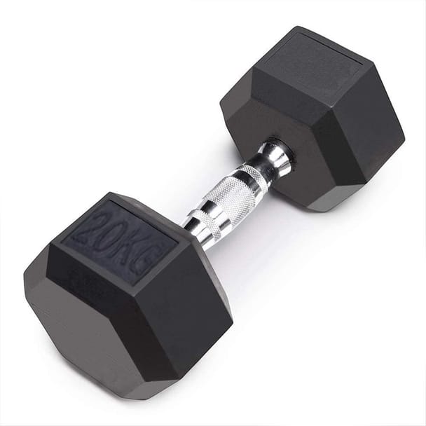 HALTER DUMBBELL SEXTAVADO COM PEGADA CROMADA 16KG
