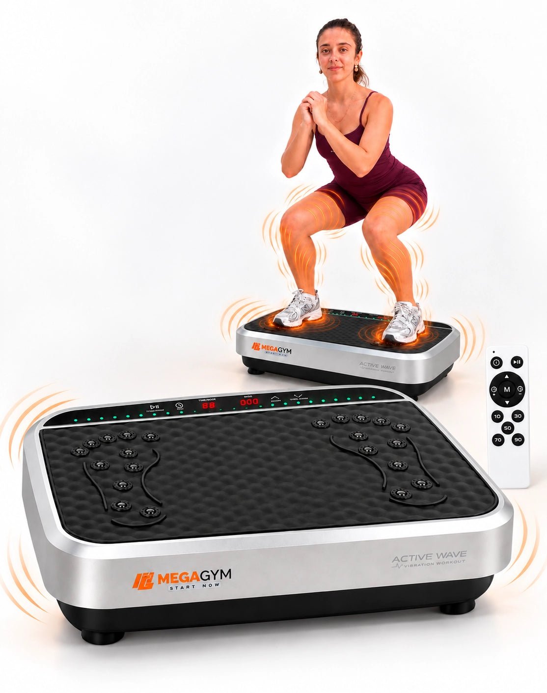 Plataforma Vibratória Active Wave | 360 até 600 Vibrações por minuto | Suporta até 120Kg | Superfície antiderrapante - MegaGym